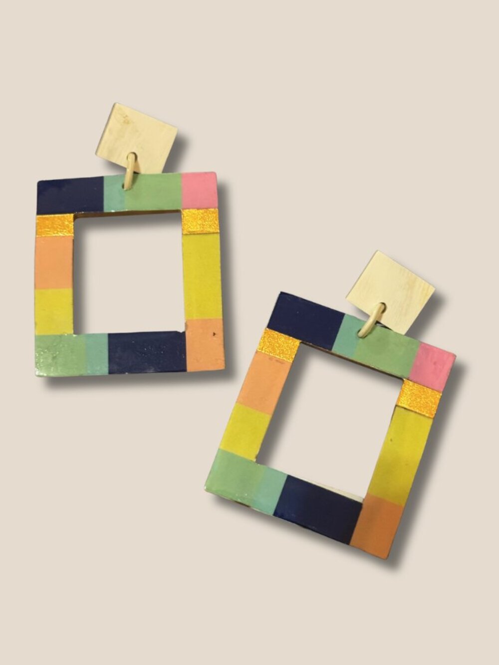 Fun Colored Rectangle Statement Earrings